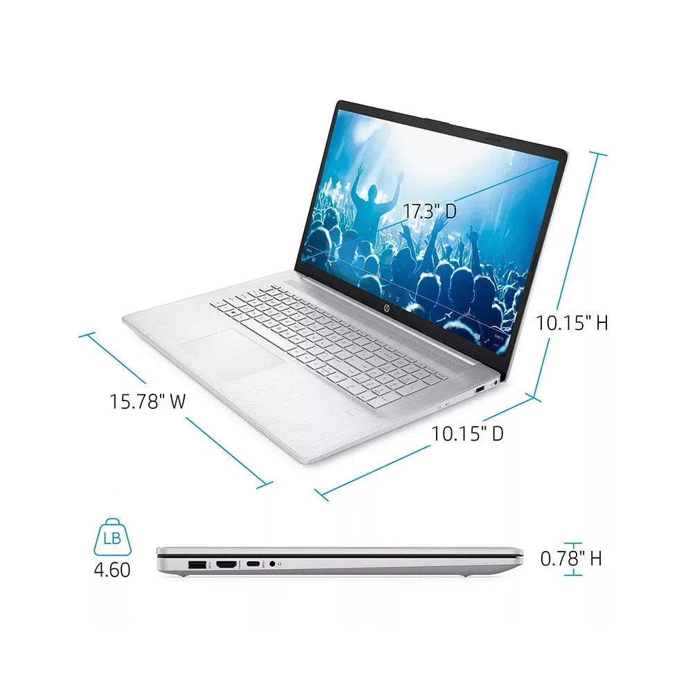 HP 2021 17.3" FHD IPS Laptop Computer, 11th Generation Intel Core i7-1165G7, 64GB RAM, 2TB PCIe SSD, Backlit Keyboard, Intel Iris Xe Graphics, HD Webcam, HD Audio, Windows OS, Silver, 32GB USB Card