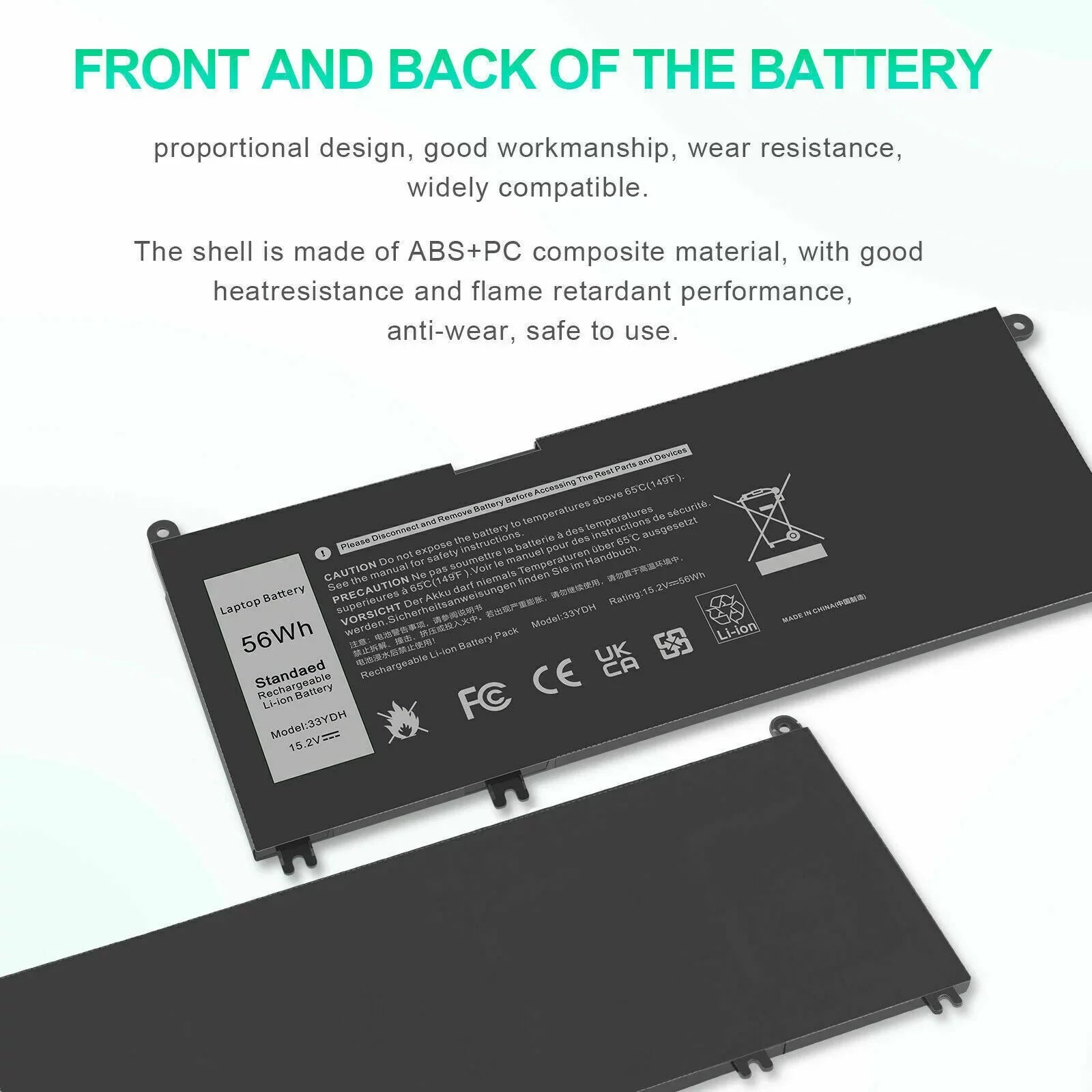 For Dell Latitude 3580 3590 Inspiron 7779 7786 Laptop 56Wh 4-Cell Battery 33YDH