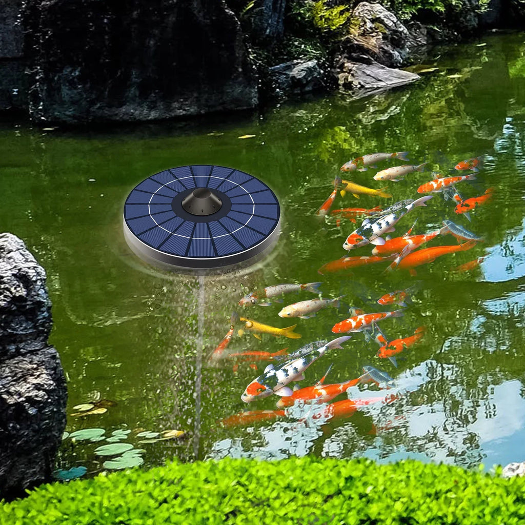 Mixfeer Solar Pond Aerator Oxygen Pump With Air Hose and Bubble Stone Water Pond Aerator Fish Oxygenator for Birdbath Fountain Small Pond Water Circulation