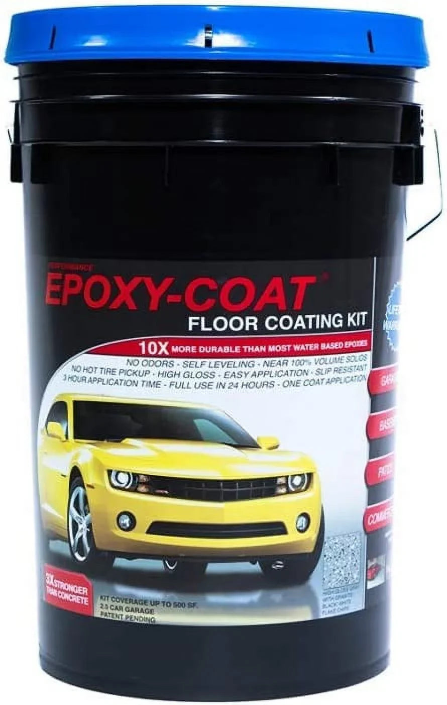 EPOXY-COAT - High Performance DIY Epoxy Floor Coating "Standard" Full Kit (Clear), 3.0 gal, Wrap up to 500sf or 2 Car Garage