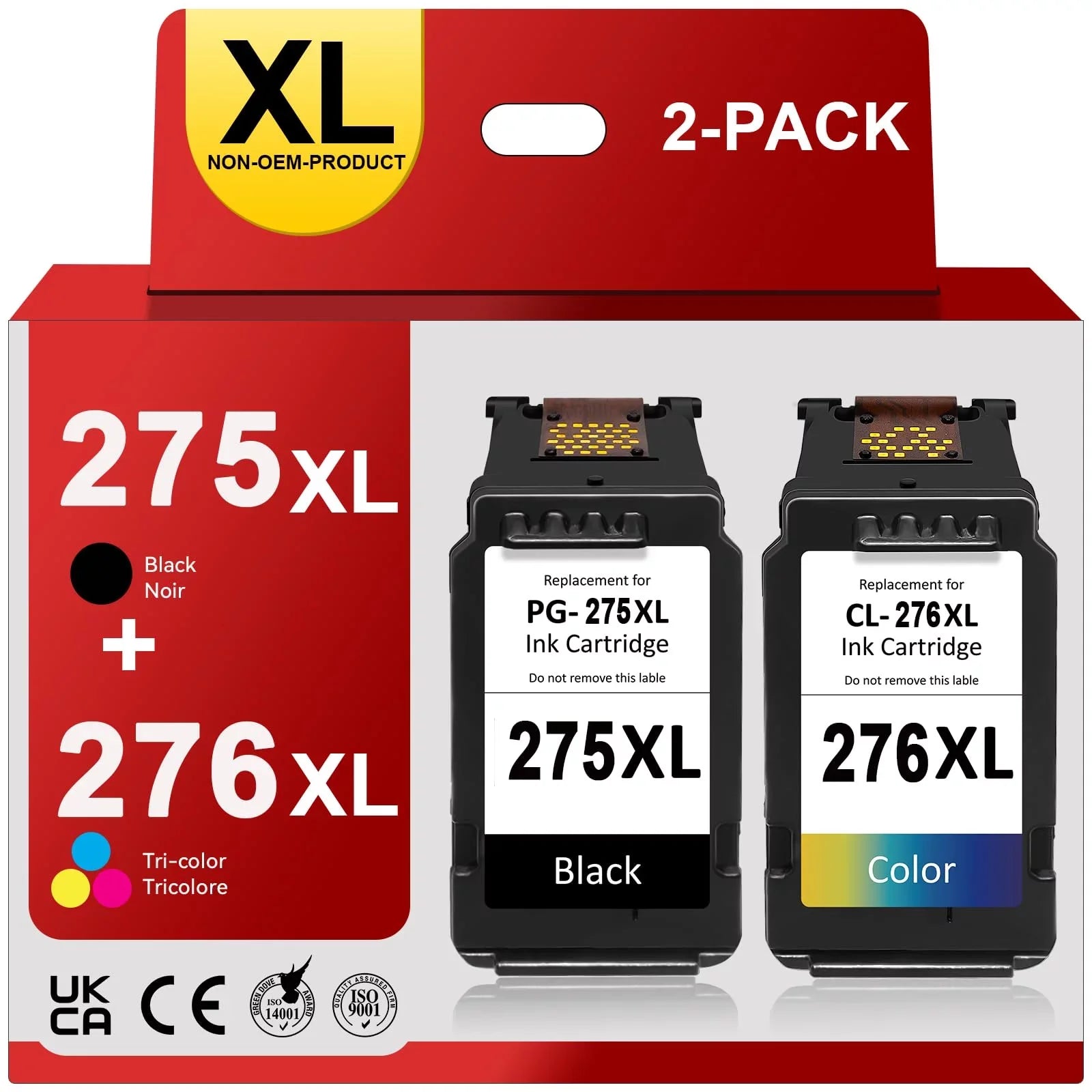 275XL 276XL Ink Cartridge Replacement for Canon PG-275 CL-276,High Yield for Canon 275 and 276 Multi Pack Ink Matching for PIXMA TS3520 TS3522 TS3500 TR4720 TR4700 TR4722 Printers(1Black 1 Color)