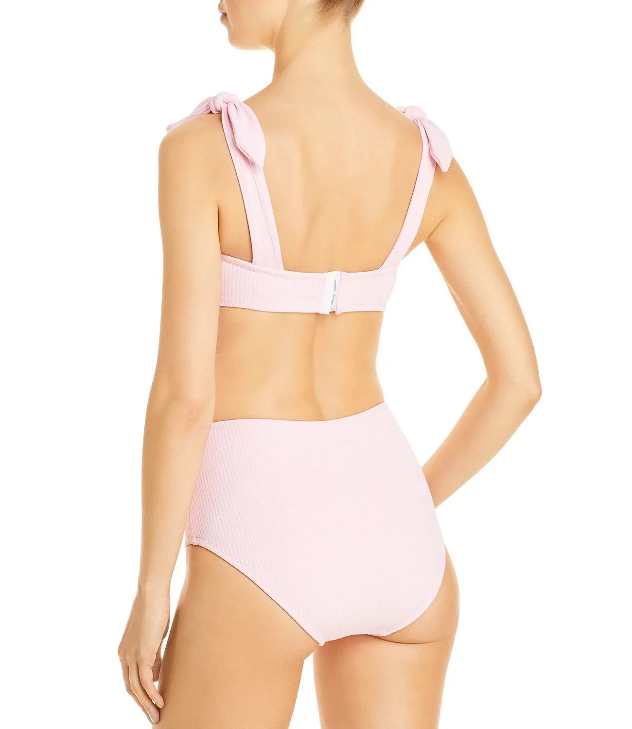 Shoshanna Ribbed Tie Strap Bikini Top, Pink, C