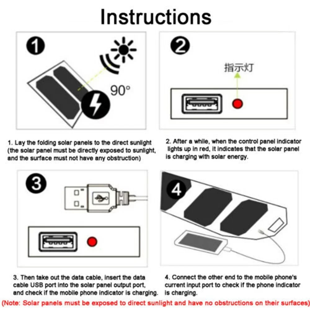 Jahy2Tech 4-Panel 7.2W Portable Solar Charger Power Bank Wireless Phone Charger Matching with iPhone, Android
