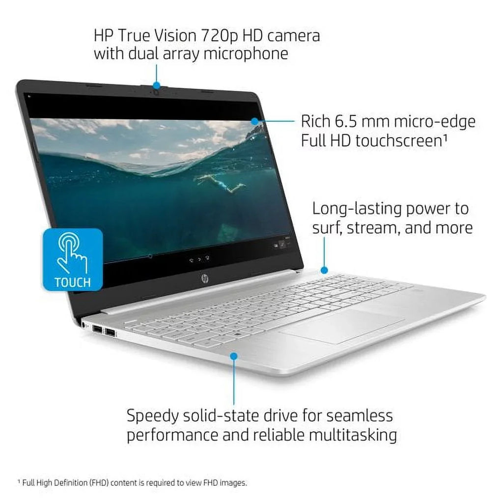 HP 15.6" FHD Touchscreen Business Laptop, 11th Gen Intel Core i3-1115G4 Processor, Windows 10 Pro, 12GB RAM, 512GB SSD, HDMI, Wi-Fi 5, Bluetooth, Fingerprint Reader, Silver