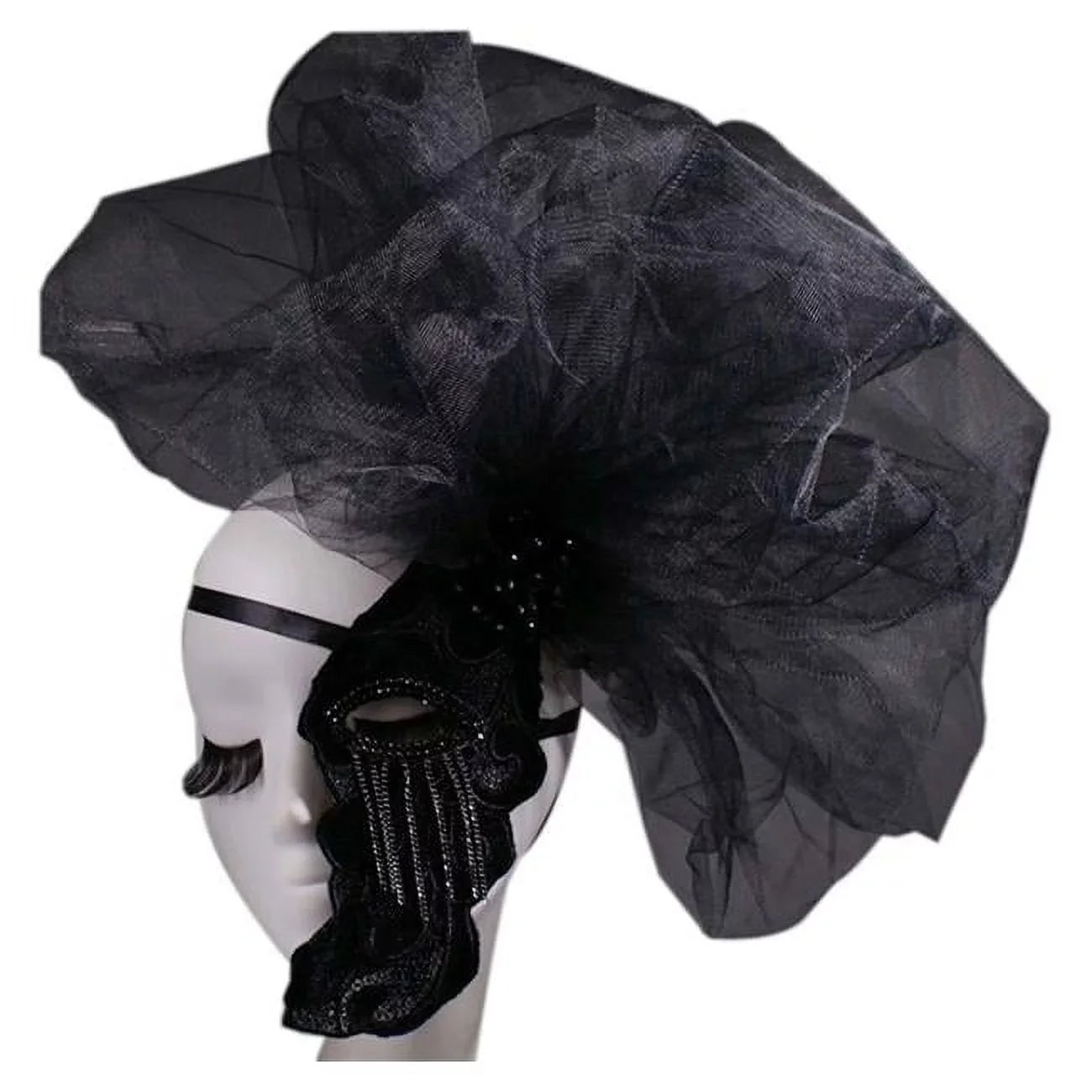 Panda Superstore Elegant Black & Gold Half Face Masquerades Venetian Mask for Halloween Mardi Gras Party