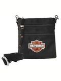 Harley-Davidson Women's Embroidered Bar & Shield Logo Clip Bag with Strap, Black, Harley Davidson
