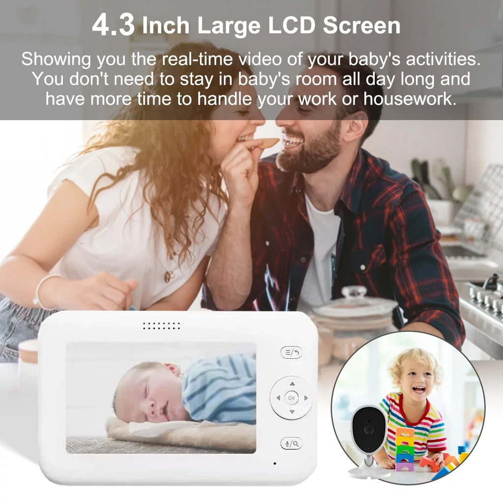 Arealer Wireless Monitor Video Monitor for Monitor with 4.3 Inch TFT LCD Screen Room Detection Motion Detection IR Functions Built-in Lullabies