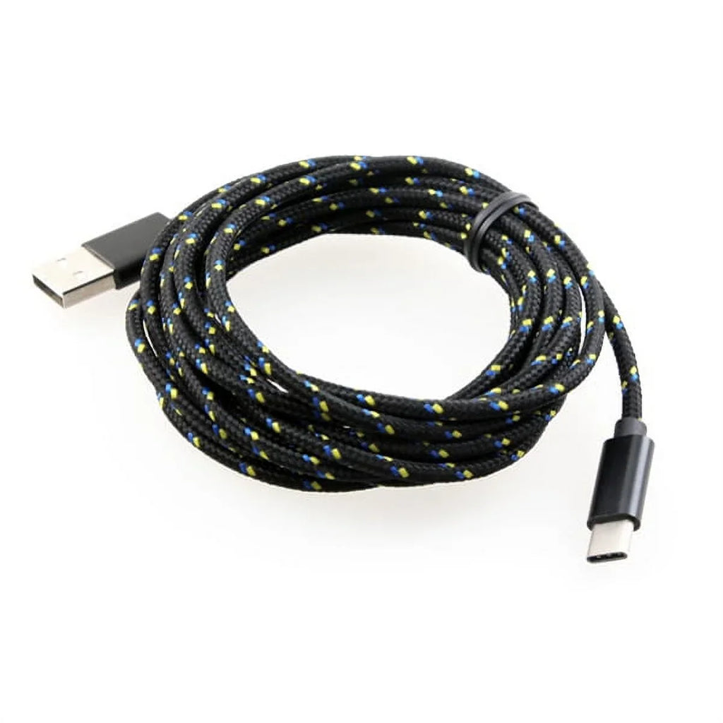 Rugged Resilient Canvas Case Holster Metal Belt Clip w Black Resilient Braided 10ft Long Type-C Cable Rapid Charger Sync USB Wire Y4P for Nokia 3.1 Plus - OnePlus 5T, 6, 6T, 7 Pro - Razer Phone 2