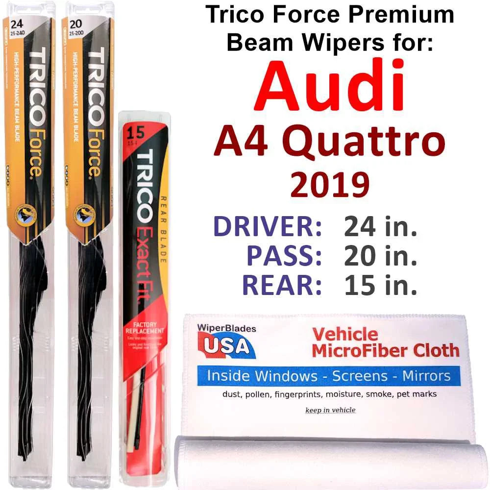 2019 Audi A4 Quattro Performance Beam Wipers (Set of 3) w/Rear Wiper