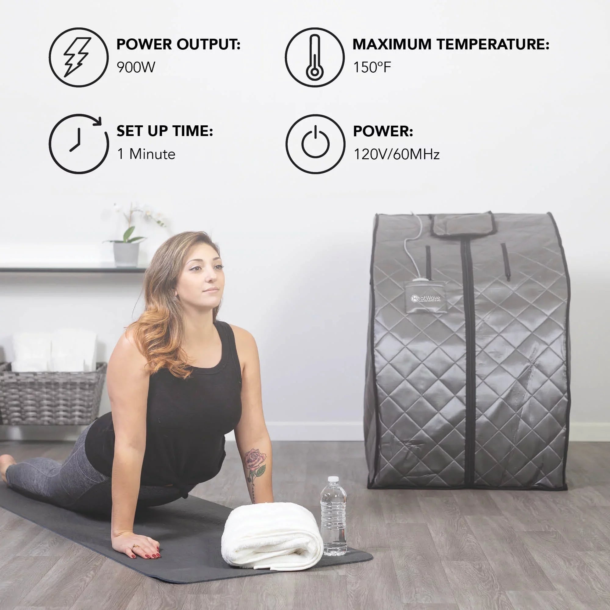 Heat Wave Rejuvenator Portable Personal Sauna with FAR Infrared Carbon Panels, Heated Floor Pad, Canvas Chair