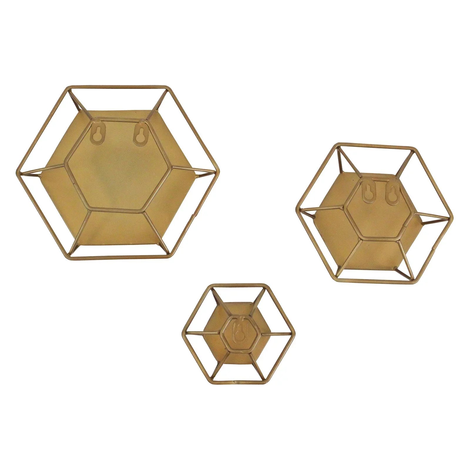 Shanton Hexagonal Wall Mirrors Brass(Set of 3) by Aspire