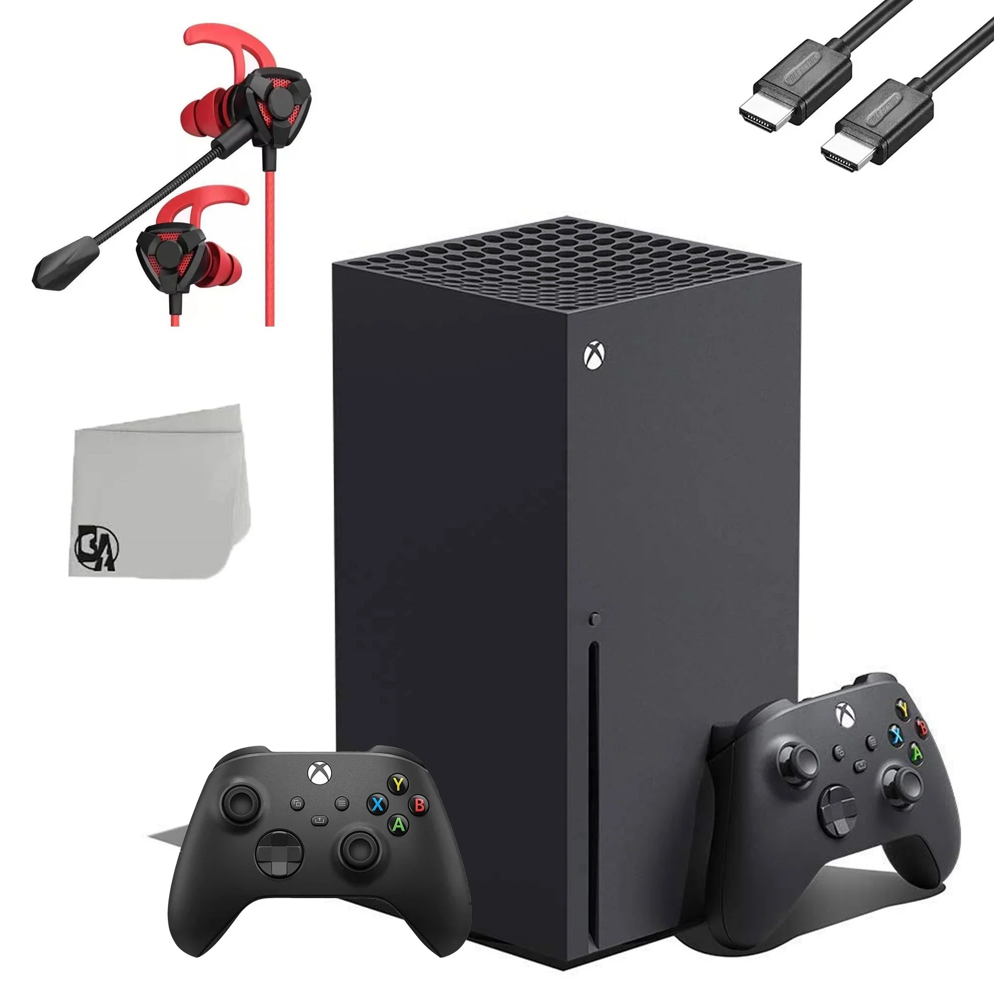 Pre-Owned Microsoft Xbox Series X 16GB RAM Black Gaming Console With 2 Controller + G9 Earbuds With Microphone BOLT AXTION Bundle