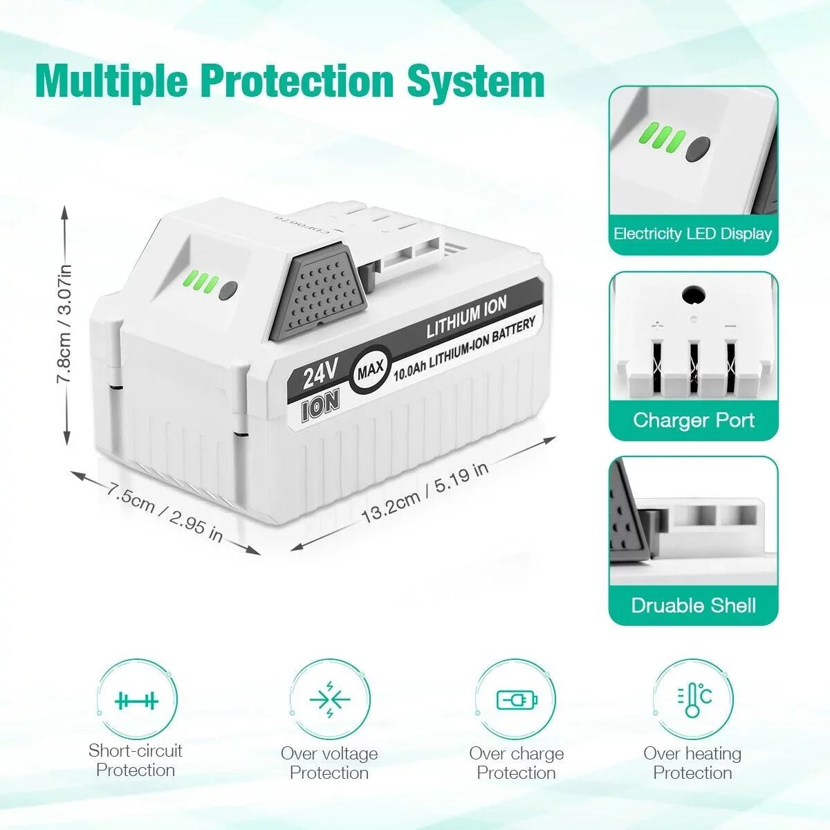 2Packs 10000mAh Li-ion Battery Fitting with Sun Joe and Snow Joe 24V Battery for 24VBAT-LTX 24VBAT-LTW 24VBAT-LTE 24VBAT-LT 24VBAT 24V-X2-SB18 iON+ System for All Joe iON+ 24V Cordless Snow Blower