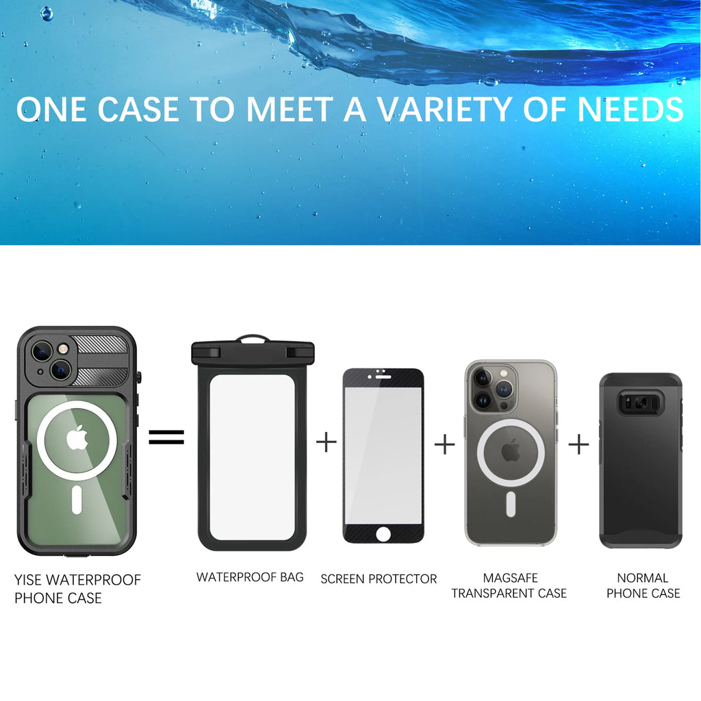 for iPhone 14 Case Magsafe, Waterproof with Built in Screen Protector, Heavy Duty Protective Wrap Phone Case iPhone 14 6.1 inch for Women/Men, Black