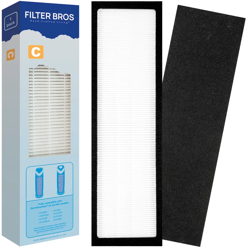 Filter Bros Filter C Suitable With GermGuardian FLT5000 - AC5000, AC5000E, HEPA Replacement For Home Air Cleaner Purifiers, AC5300B, AC5250PT With Technologies and AC5350B, AC5350BCA, AC5350W, AC530