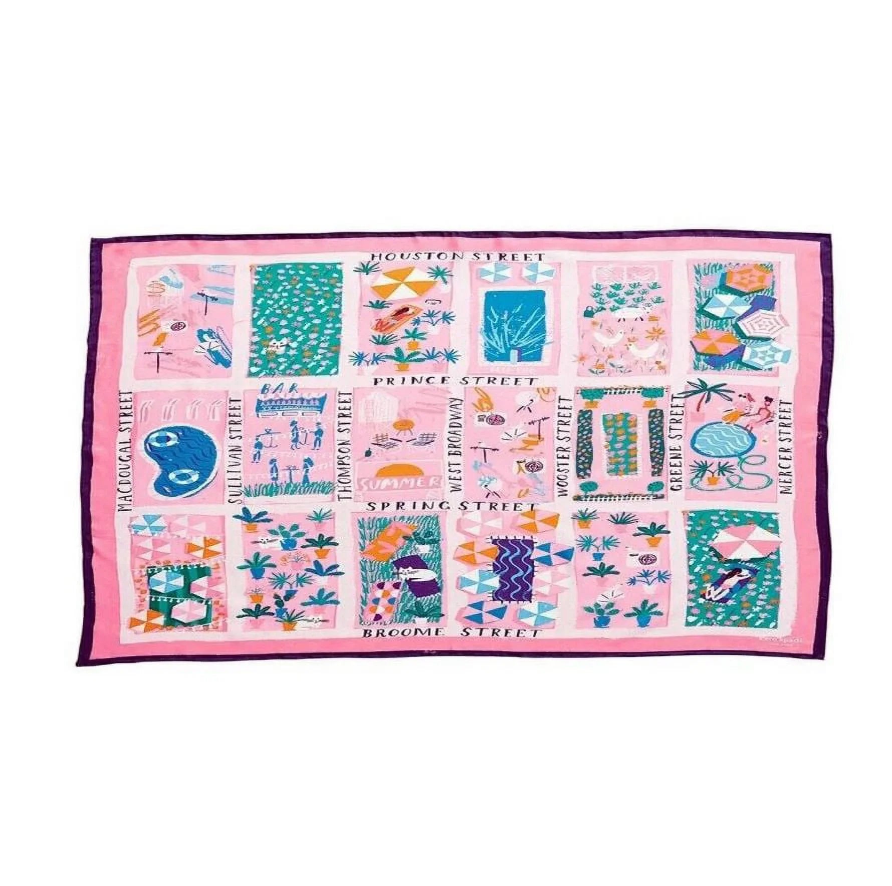Kate Spade New York Accessories Rooftop Scene Oblong Shawl Scarf for Women Bright Peony 27" x 79"
