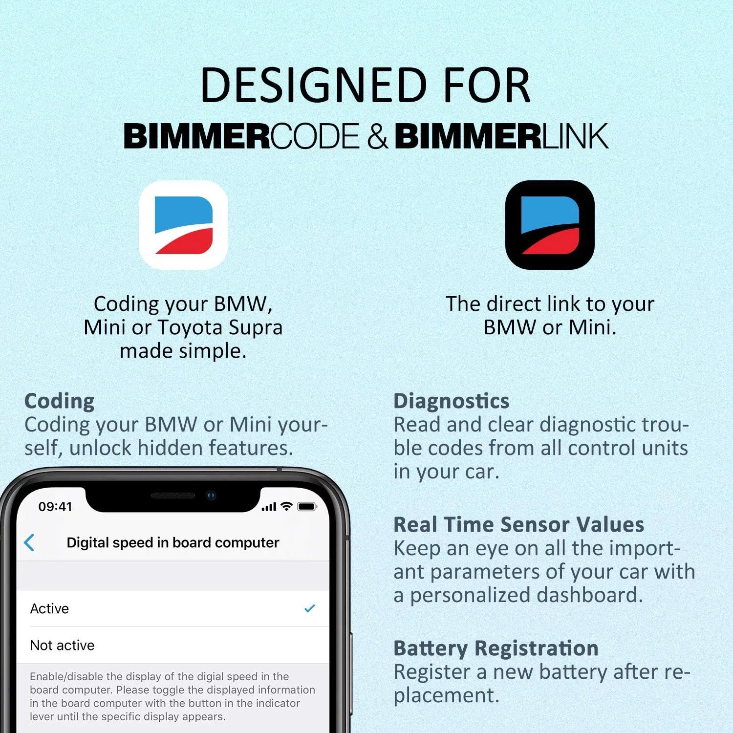 Vgate vLinker BM+ Bluetooth BLE OBD2 Scanner for BMW/Mini, Works with iPhone & Android Unlock Car Hidden Features in BimmerCode, OBD II Diagnostic Tool