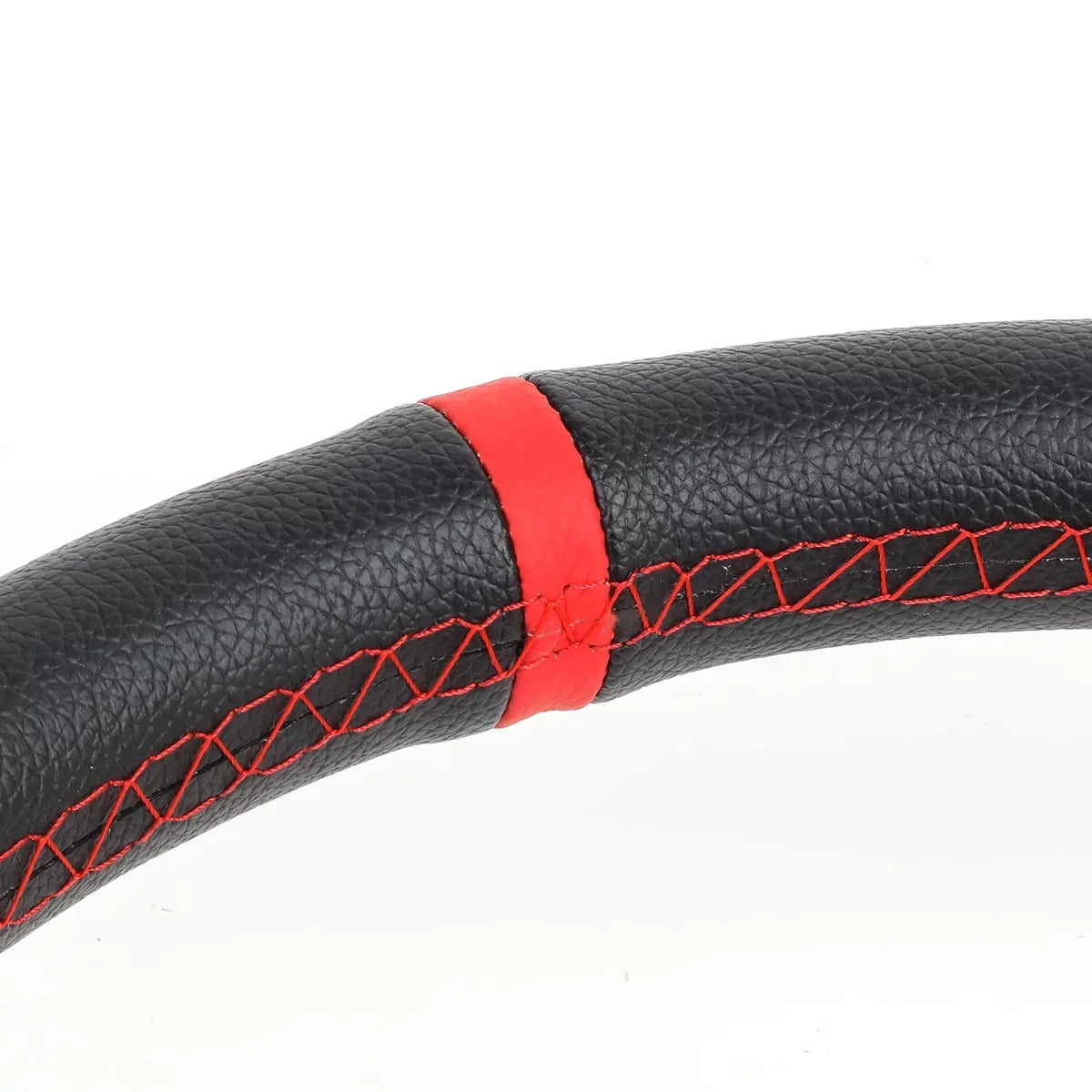D Motoring SW-T520-SL-RD 350mm Silver 6-Bolt Spoke Red Stitched PVC Leather Racing Steering Wheel