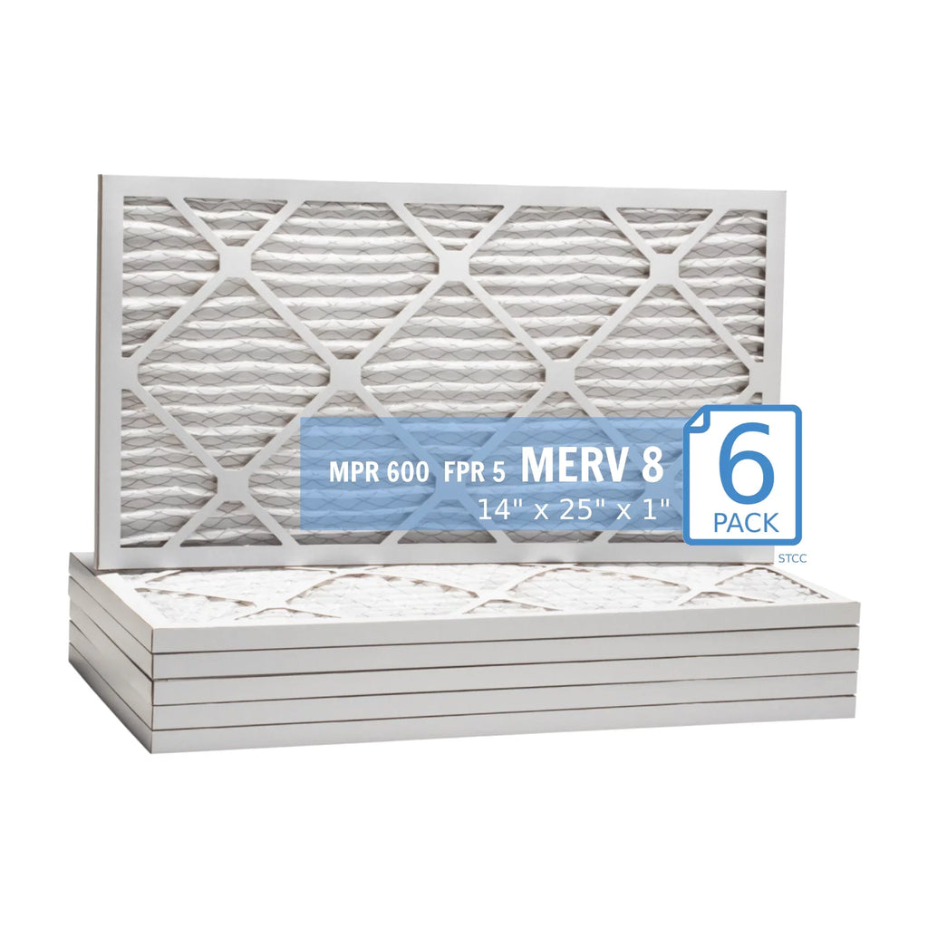 14x25x1, Purolator Hi-E 40 Extended Surface Pleated Air Filter, Mechanical MERV 8, (6 Pack)