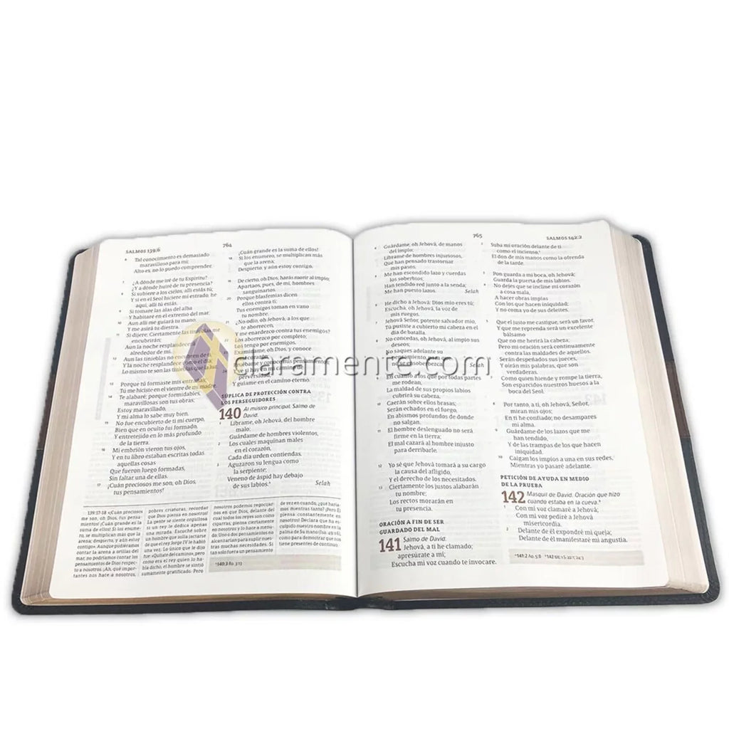 RVR 1960 Biblia de estudio Spurgeon, negro/marrón símil piel Wrap