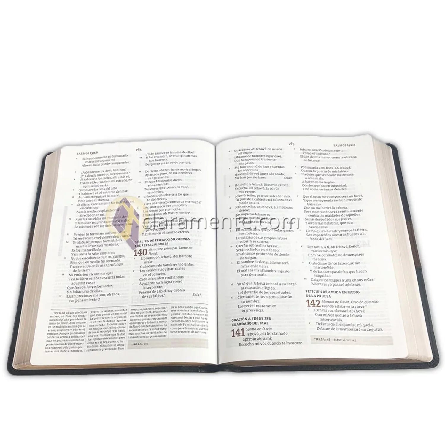 RVR 1960 Biblia de estudio Spurgeon, negro/marrón símil piel Wrap
