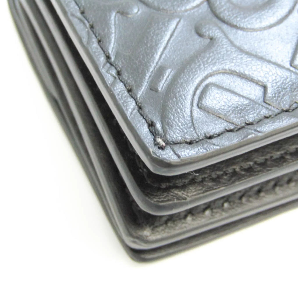 Pre-Owned Burberry Chain Coin Case 8011333 Leather Card Case Black (Good)