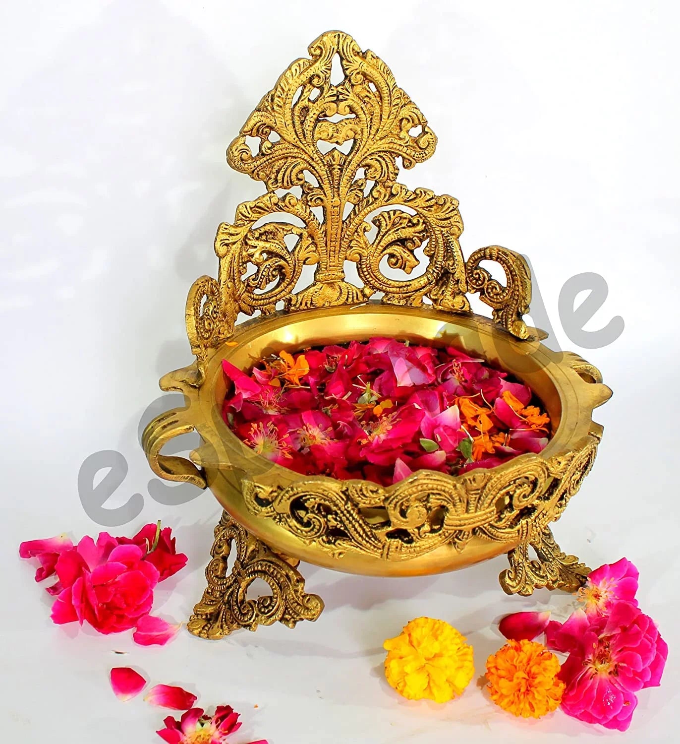eSplanade - Ethnic Decorative Urli - Traditional Bowl Showpiece | Decorative Items - Home Decor | Brass - 10.5" Inches