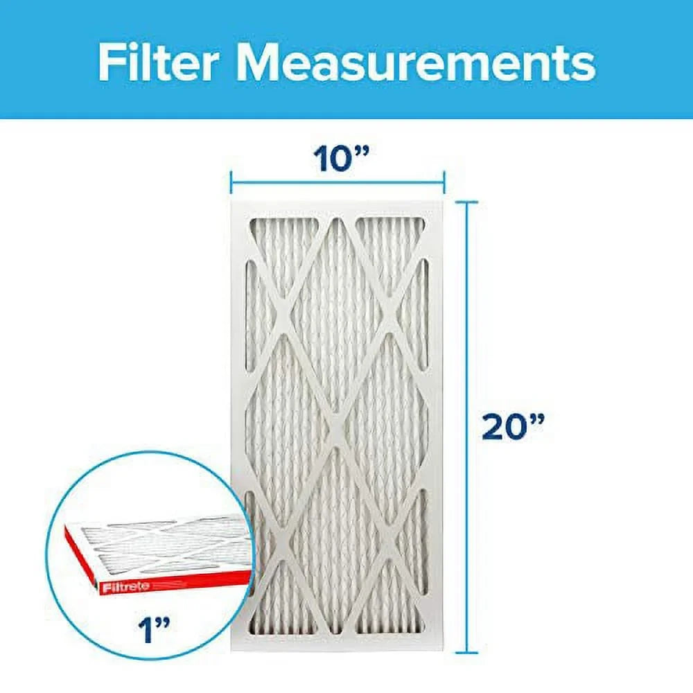 Filtrete 10x20x1, AC Furnace Air Filter, MPR 1000, Micro Allergen Defense, 6-Pack (exact dimensions 9.81 x 19.81 x 0.81)