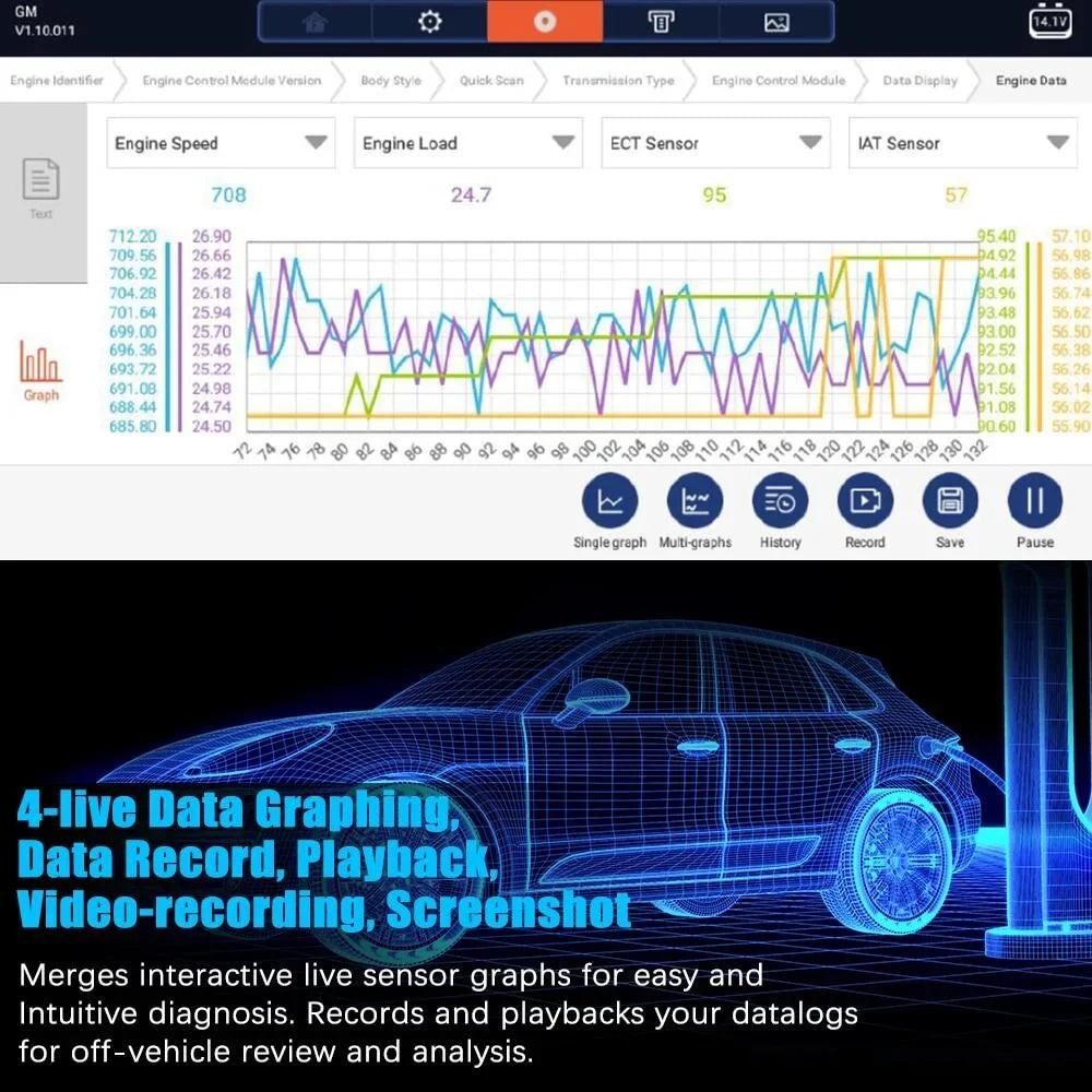 Foxwell GT60 Bluetooth Automotive Bidirectional Diagnostic Scan Tool Car All Systems OBD2 Scanner Code Reader 24 Reset Maintenance Services ABS Bleeding Vehicle Analyzer Auto Vin 2 Year Free Update