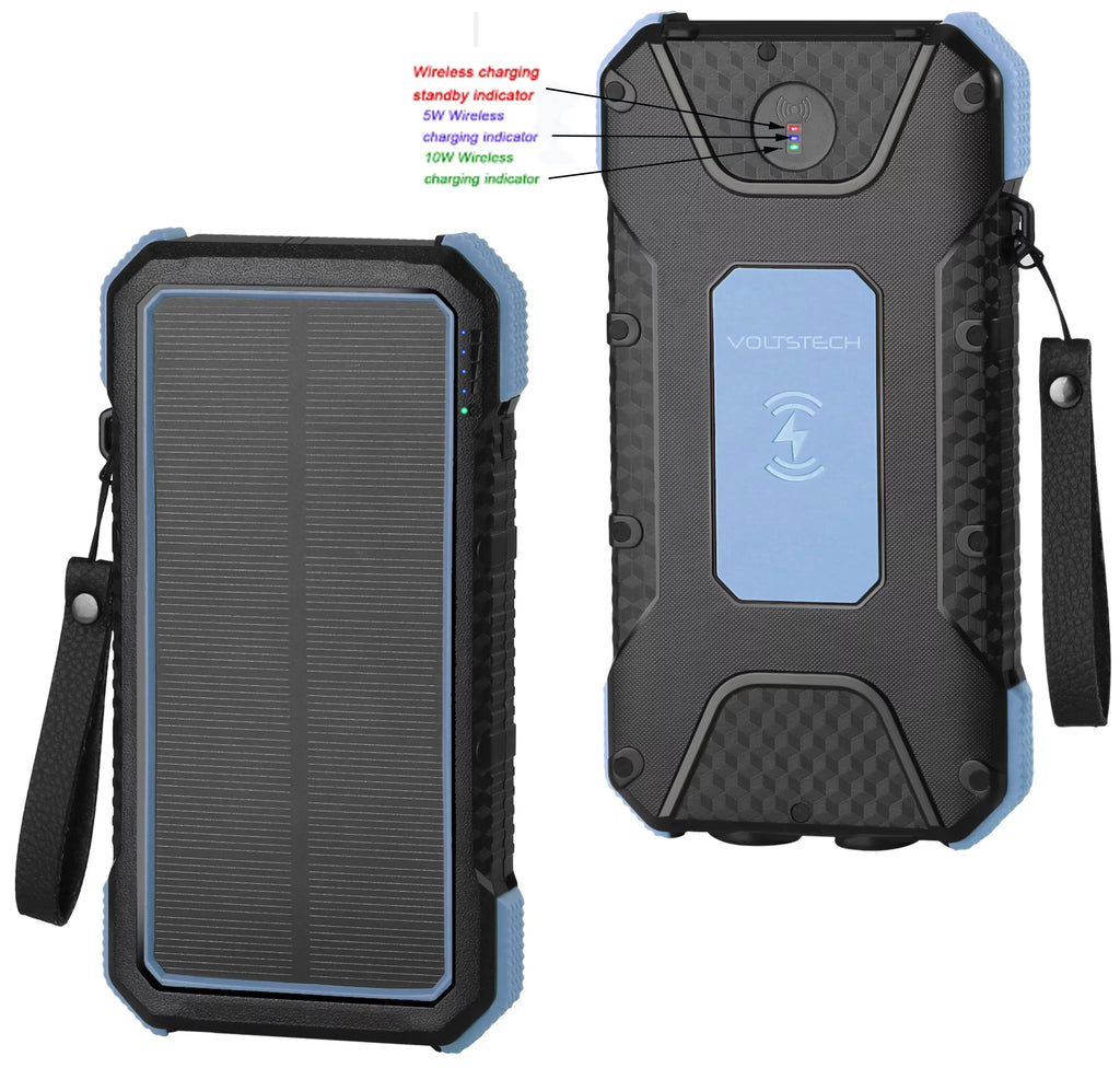Portable Wireless Charging Power Bank Solar Powered 26800mAh Outdoor Charger
