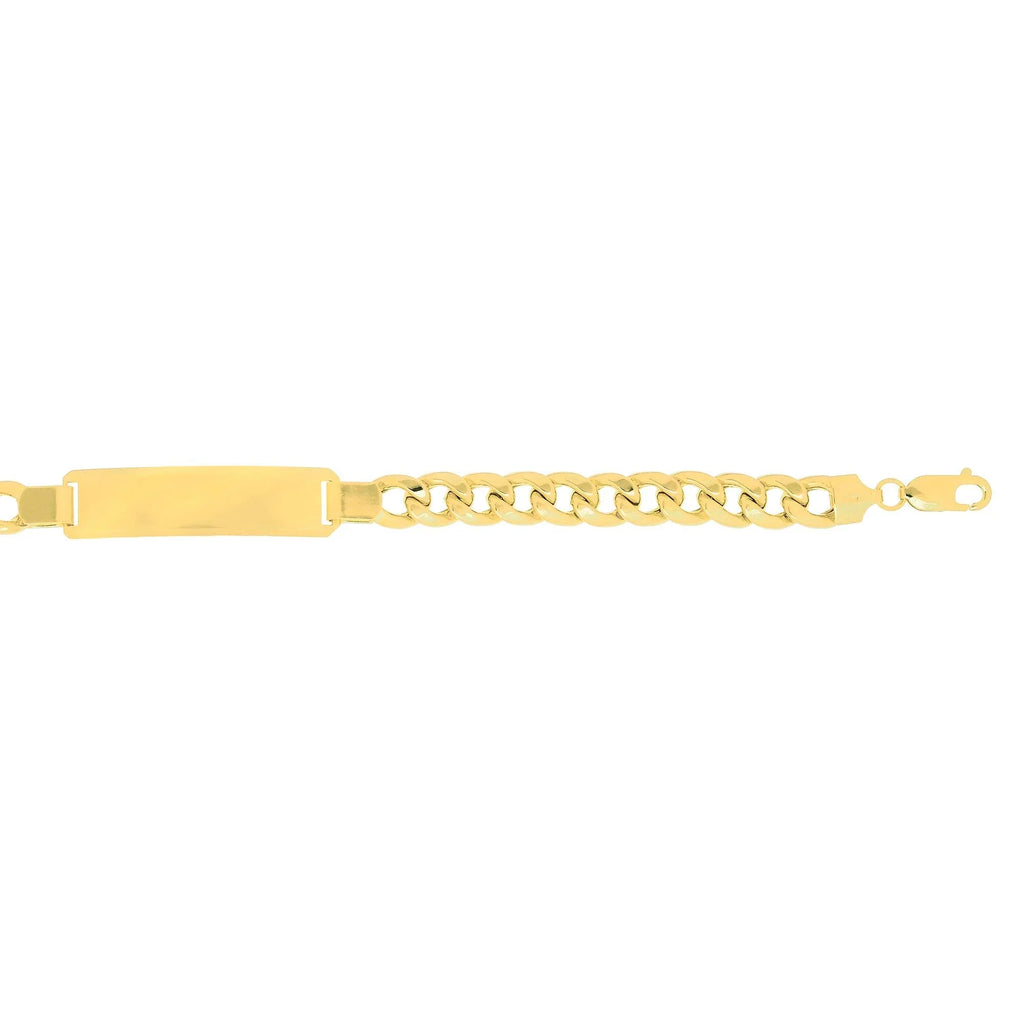 JewelStop 14k Yellow Gold 8mm Lite Miami Cuban Men's Link ID-Bracelet, Lobster Clasp 8.5 Inches, 19.2gr.