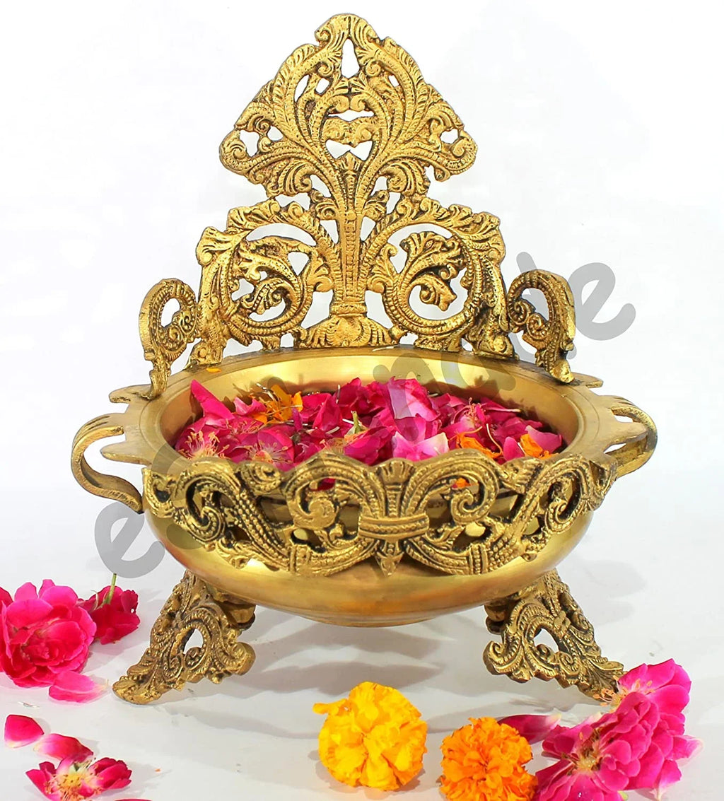 eSplanade - Ethnic Decorative Urli - Traditional Bowl Showpiece | Decorative Items - Home Decor | Brass - 10.5" Inches