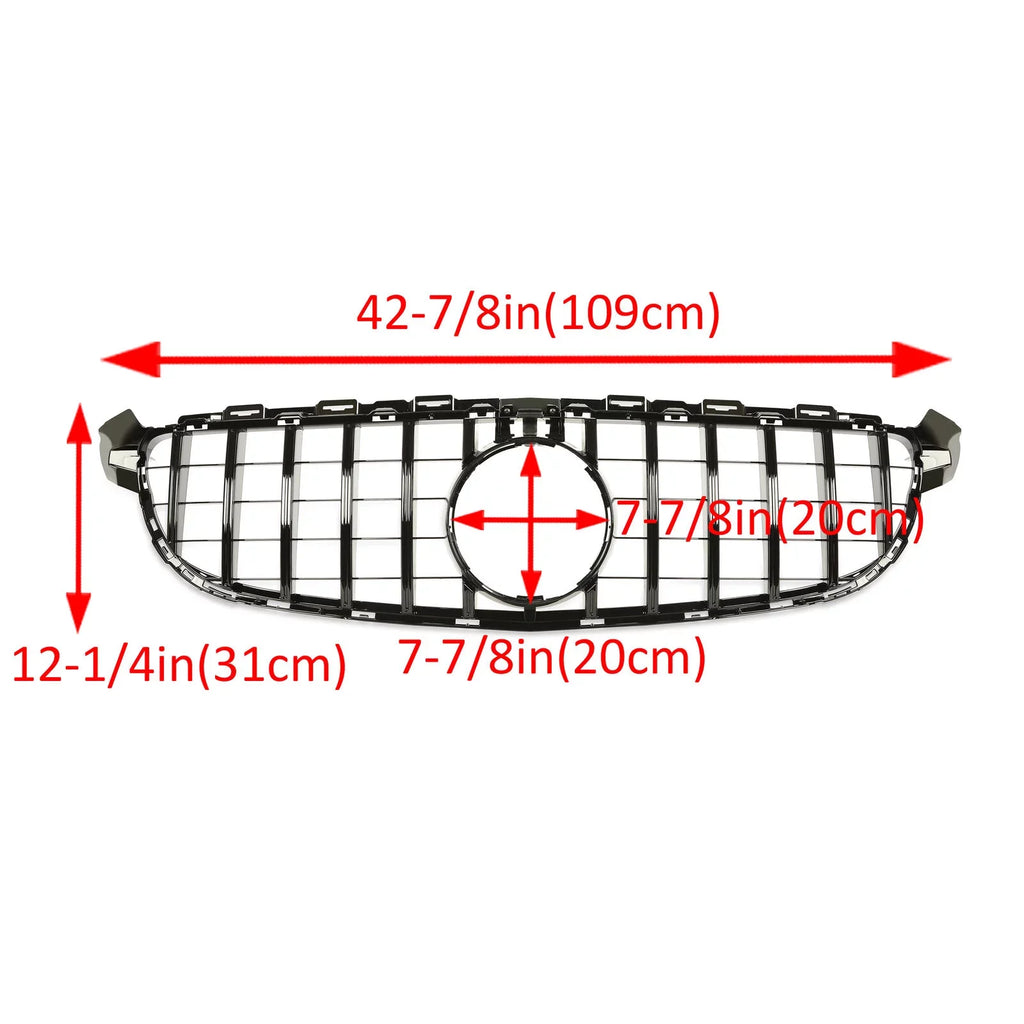 Kojem Front Bumper Grille for 2015 2016 2017 2018 Mercedes Benz W205 C63 AMG S Black Painted for Both with Or without Camera Model Shield