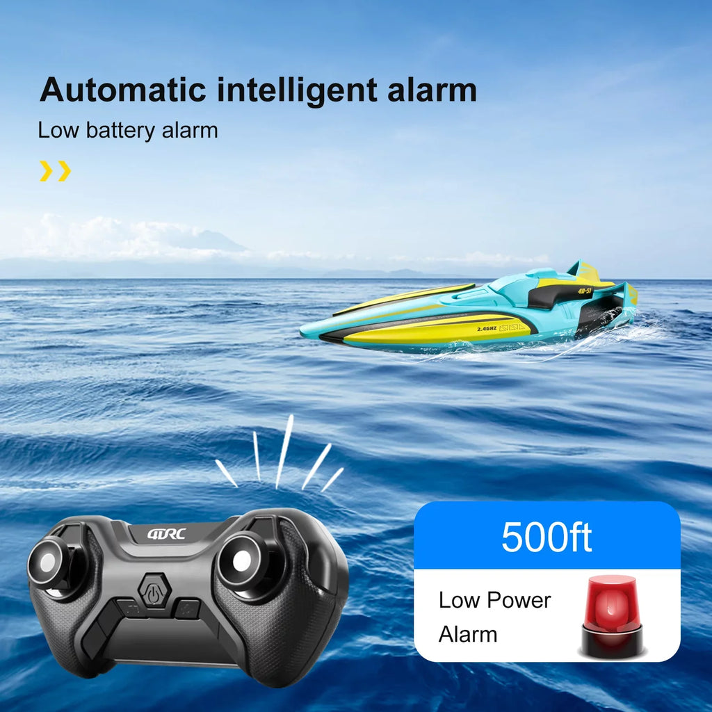 4DRC S1 RC Vessel - Remote Control Ship for Pools and Lakes, 4 Channel 2.4GHZ Remote Control, and Rechargeable Vessel Battery，Yellow