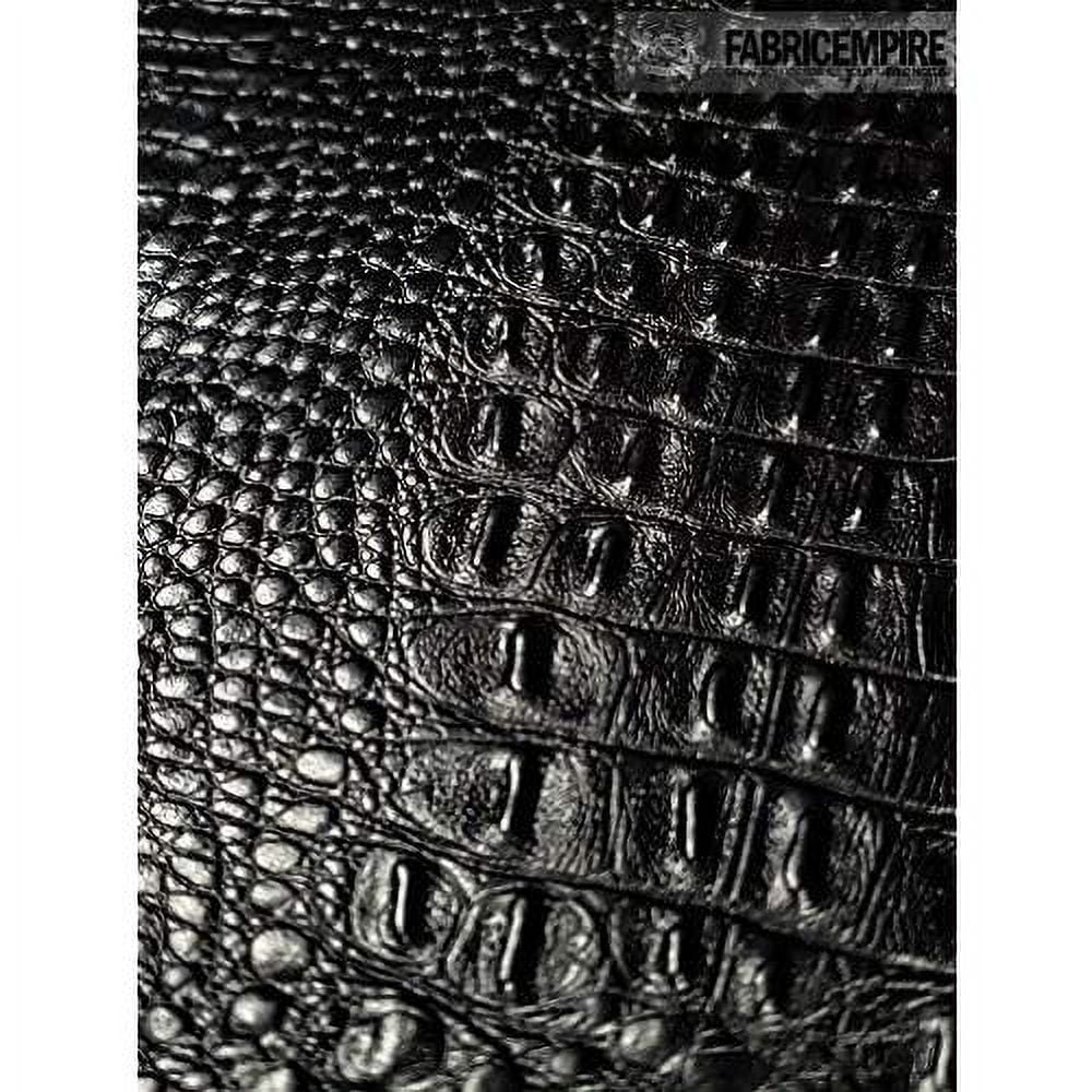 Vinyl Fabric Crocodile Fake Leather Upholstery 54" Wide Sold By The Yard (SEMI Glossy Black)