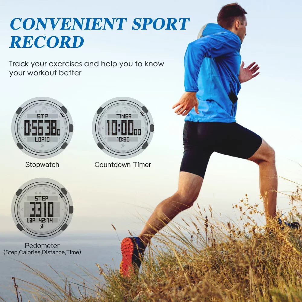 Barometer Altimeter Compass Environment Forecast Men Watch 50meters Impervious Multifunctional Outdoor Sports Watch for Mountaineering Running Trekking Camping