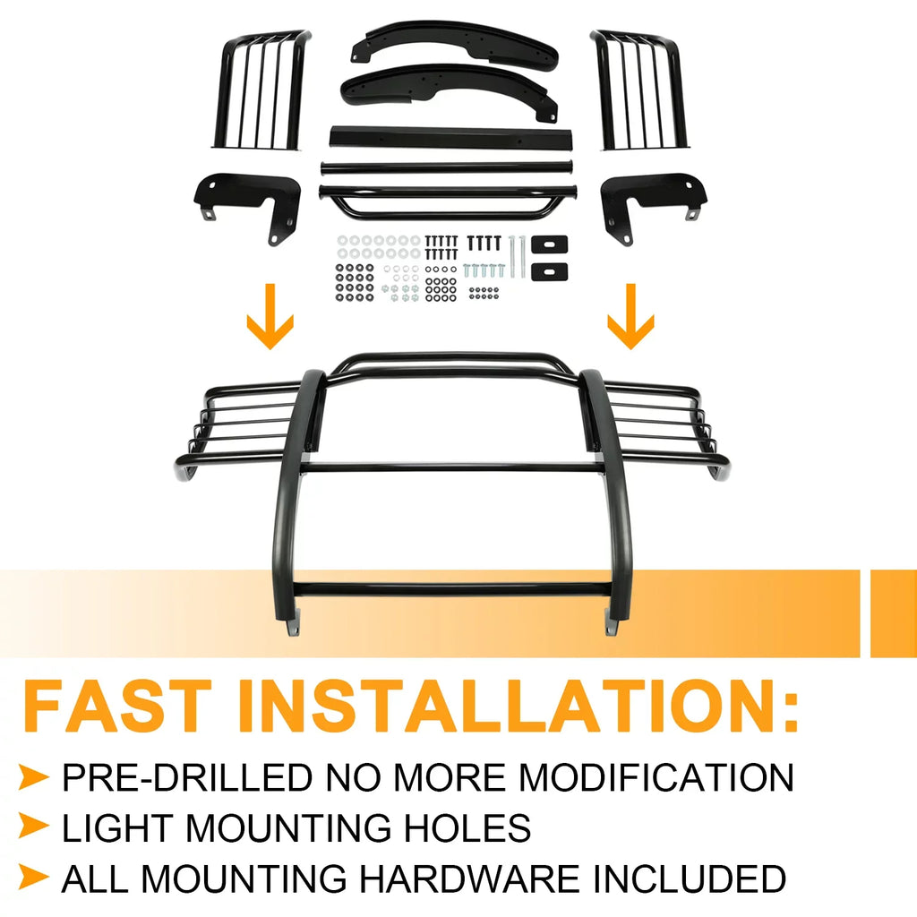 HECASA Front Grille Brush Guard Grill for Ford Ranger Mazda B4000 Pickup Truck 2001 02 03 04 05 06 07 08 09 10 11 2012 Powder Coated Black Steel