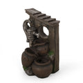 Haralson Outdoor 3 Tier Jar Fountain, Brown and Gray