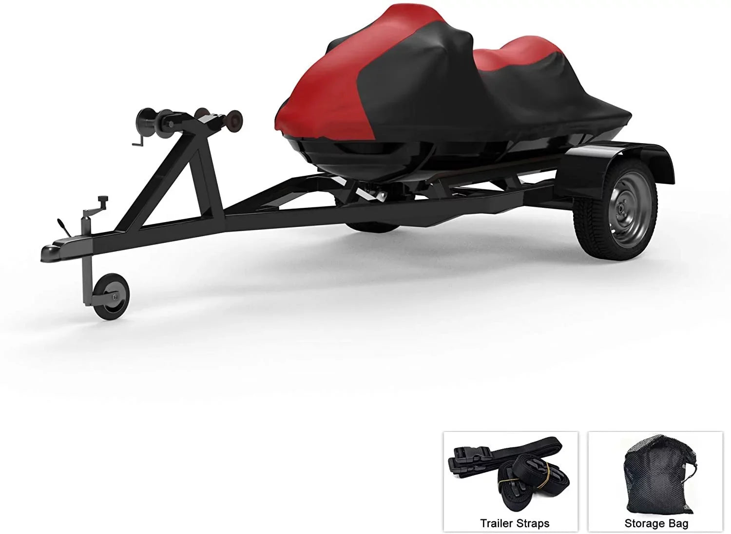 Environment Jet Ski Protection for Yamaha VX-C 2021 - RED/Black Color - All Climate - Trailerable - Protects from Rain, Sun, UV Rays, and More! Includes Trailer Straps and Storage Bag