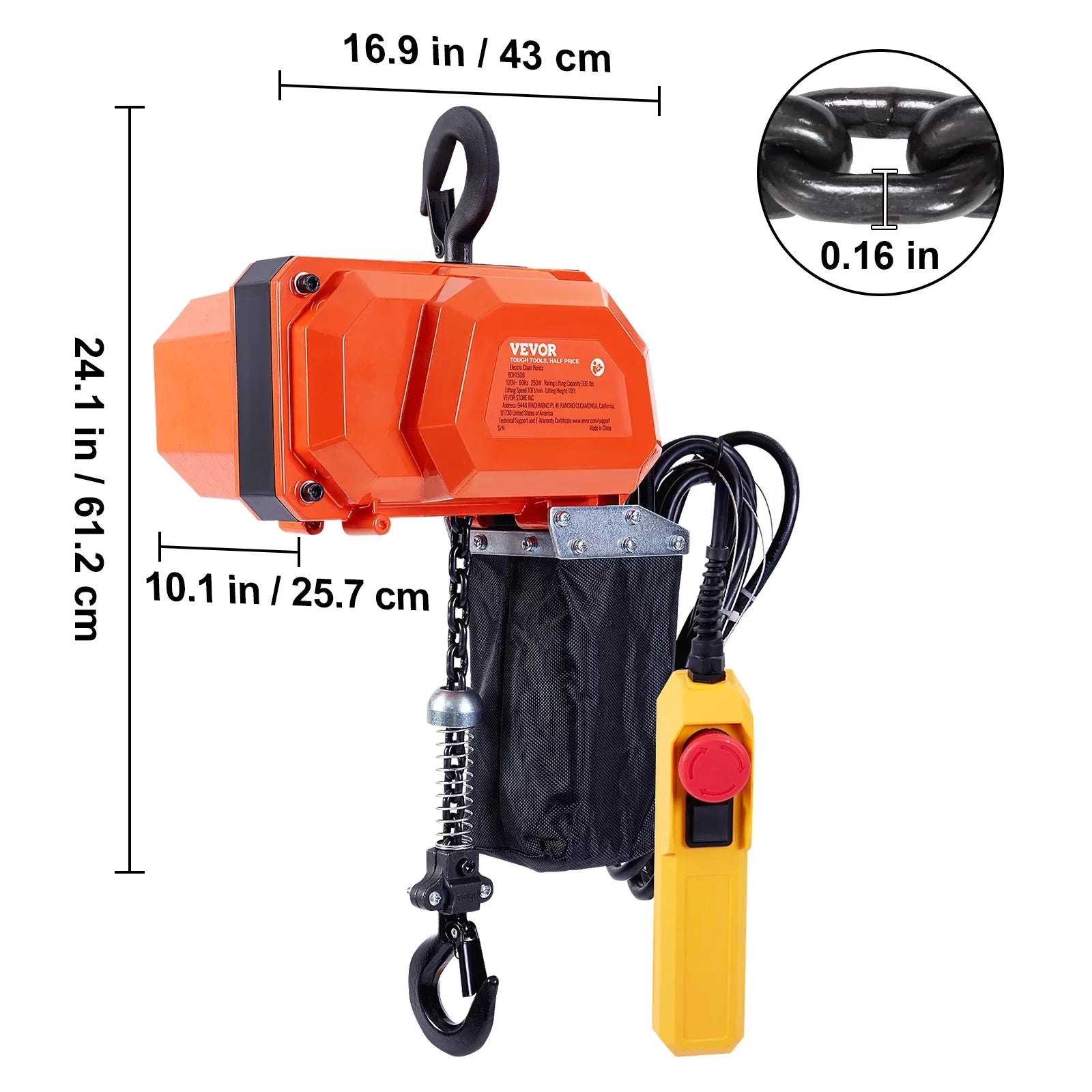 BENTISM Electric Chain Hoist Single Phase Crane Hoist 330 lbs Load 10 ft Lifting