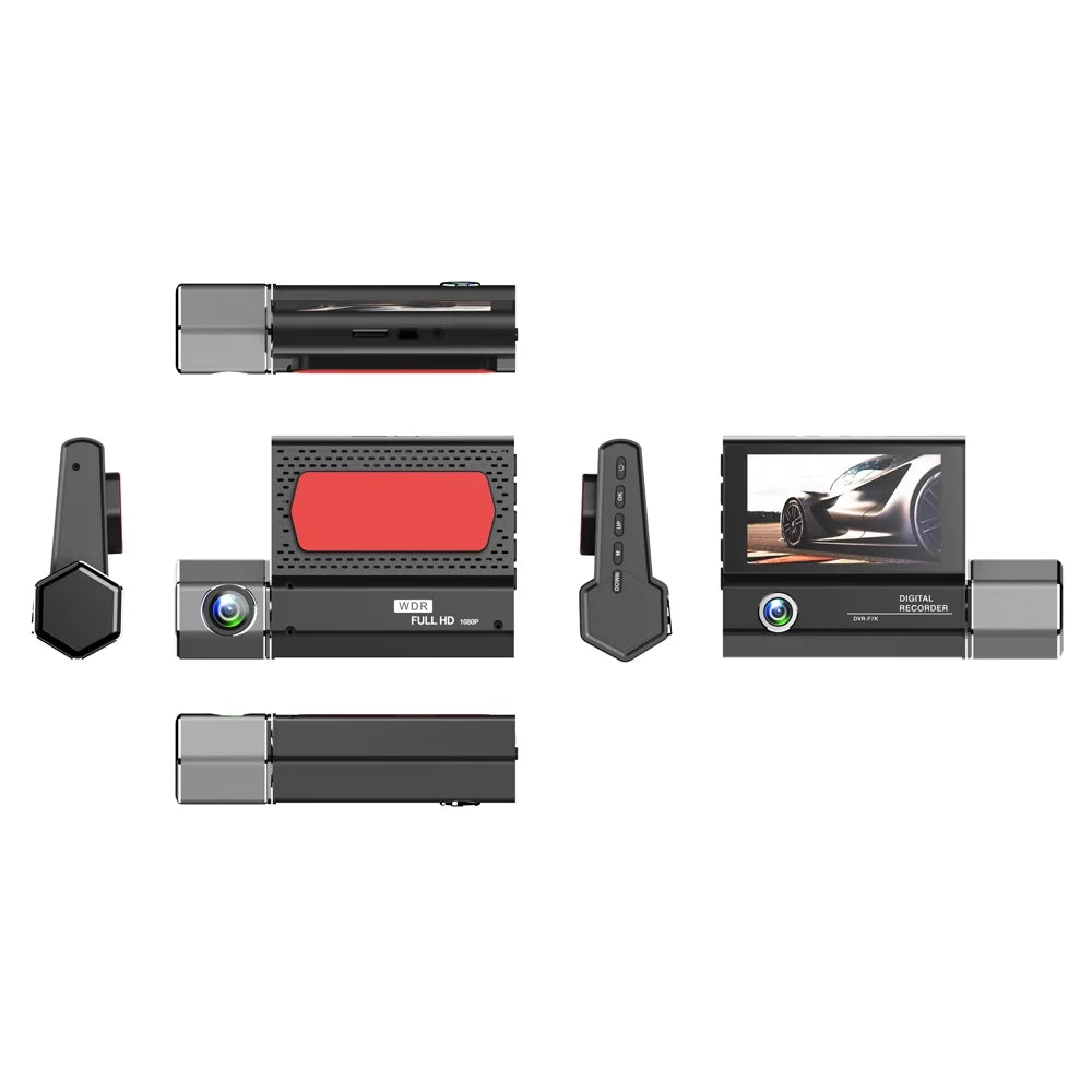Gecheer 3 Cameras Dash Cam 4in Clear Car Rearview Mirror Car Video Recording Car Recorder Auto Safety Driving Recorder