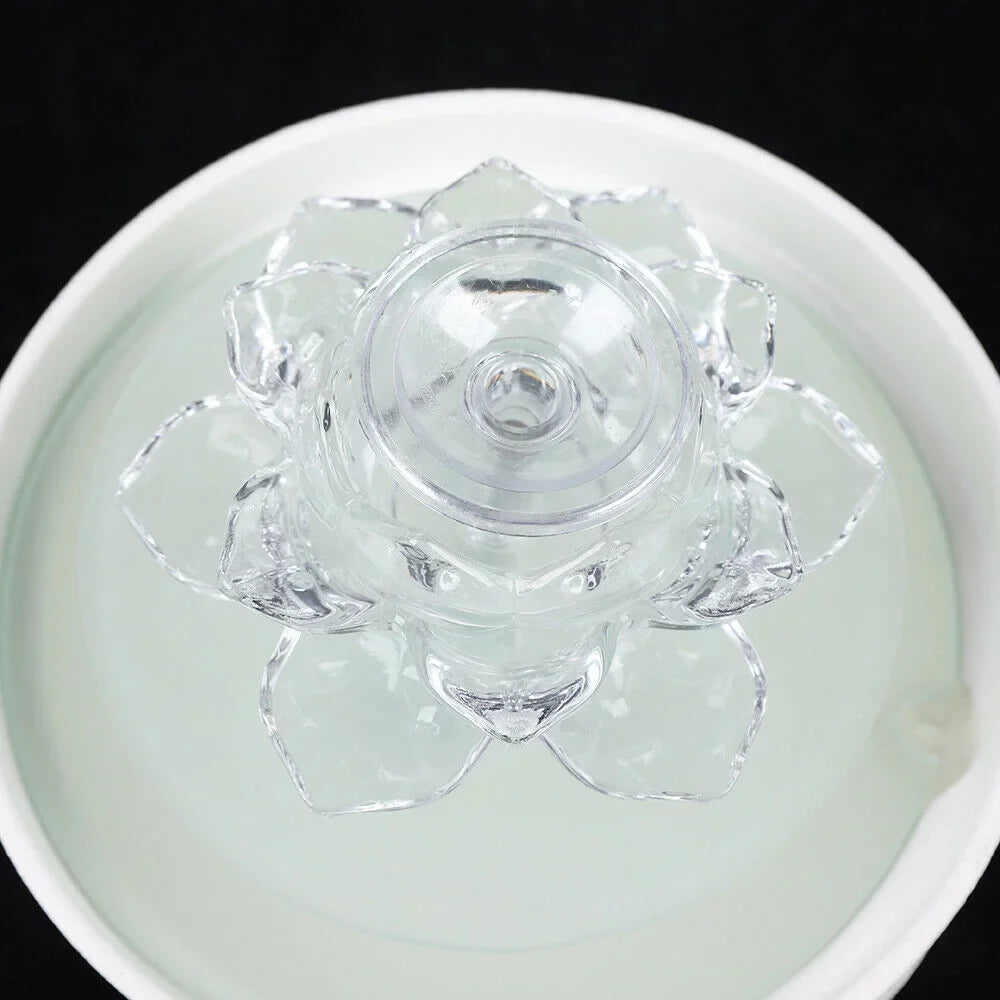 Desktop Water Fountain, Teahouse Desktop White Crystal Lotus Fountain Ornament Flowing Water Decor Office Waterfall Tabletop Fountain