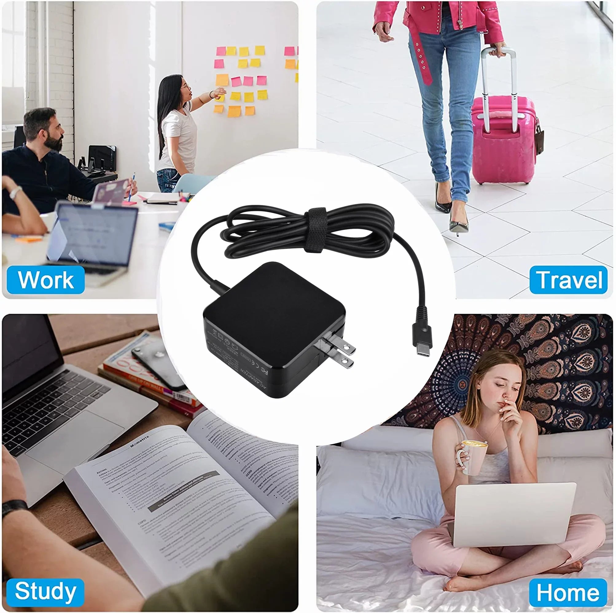 KONKIN BOO Matching 45W AC Adapter Charger Power USB-C Replacement for Lenovo 100E 2nd Gen 81QB000AUS Chromebook