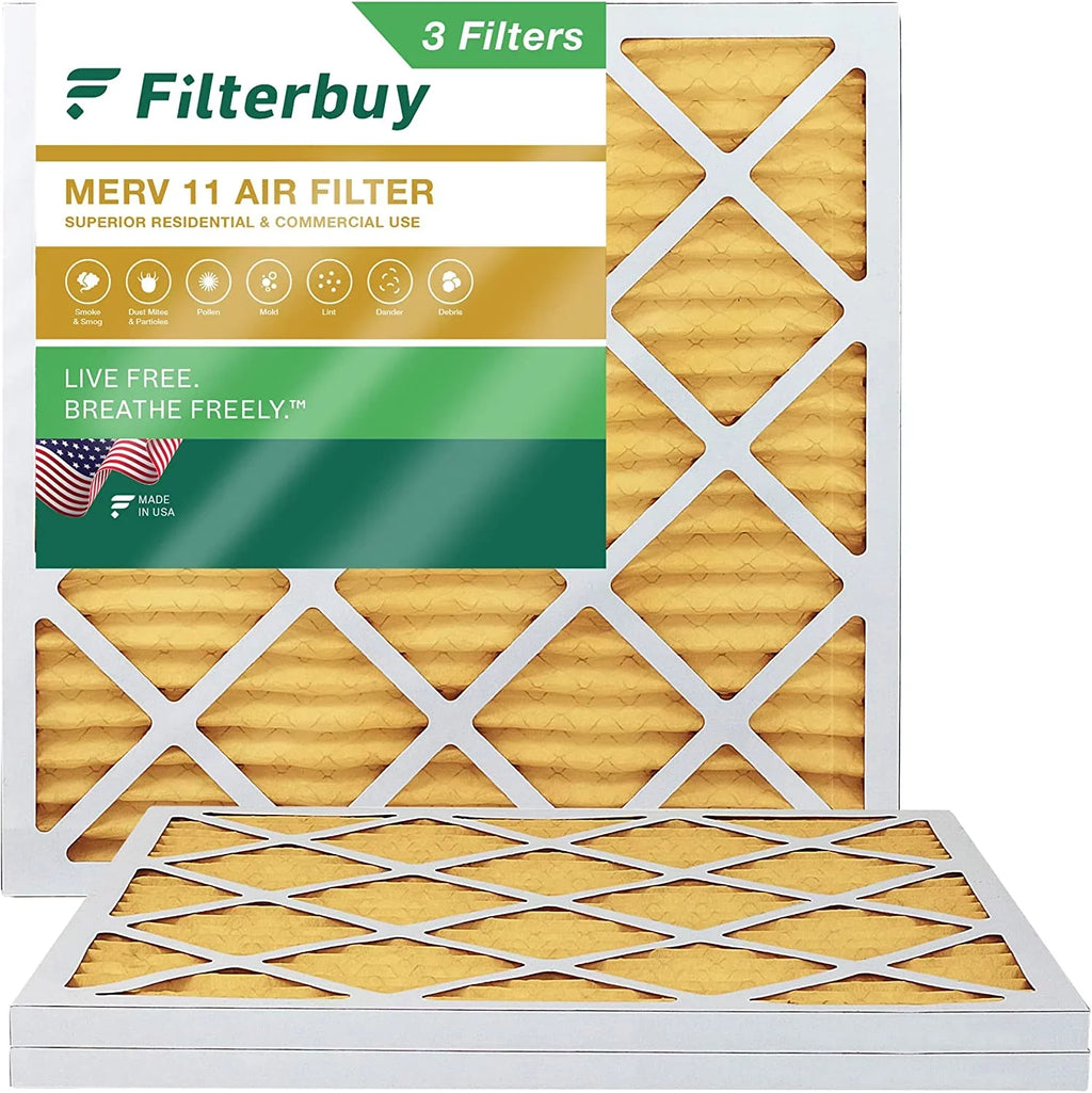 Filterbuy 18x18x1 MERV 11 Pleated HVAC AC Furnace Air Filters (3-Pack)