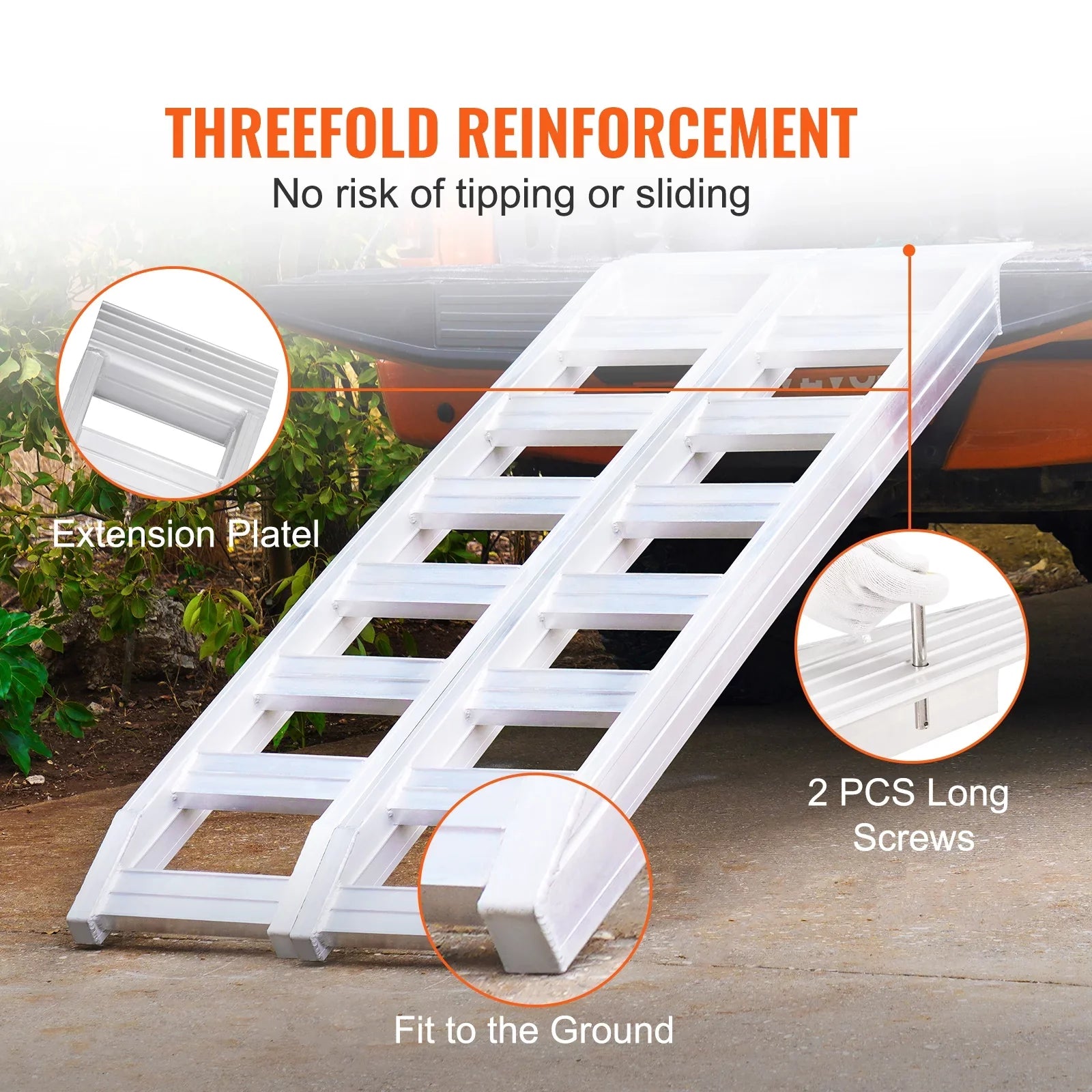 BENTISM Aluminum Truck Loading Ramps 8810 lb/4 Ton 72" x 15" Strong Flat Ends Non-slip Portable Truck Ramps for Tractors ATVs UTVs Motorcycles Vehicle