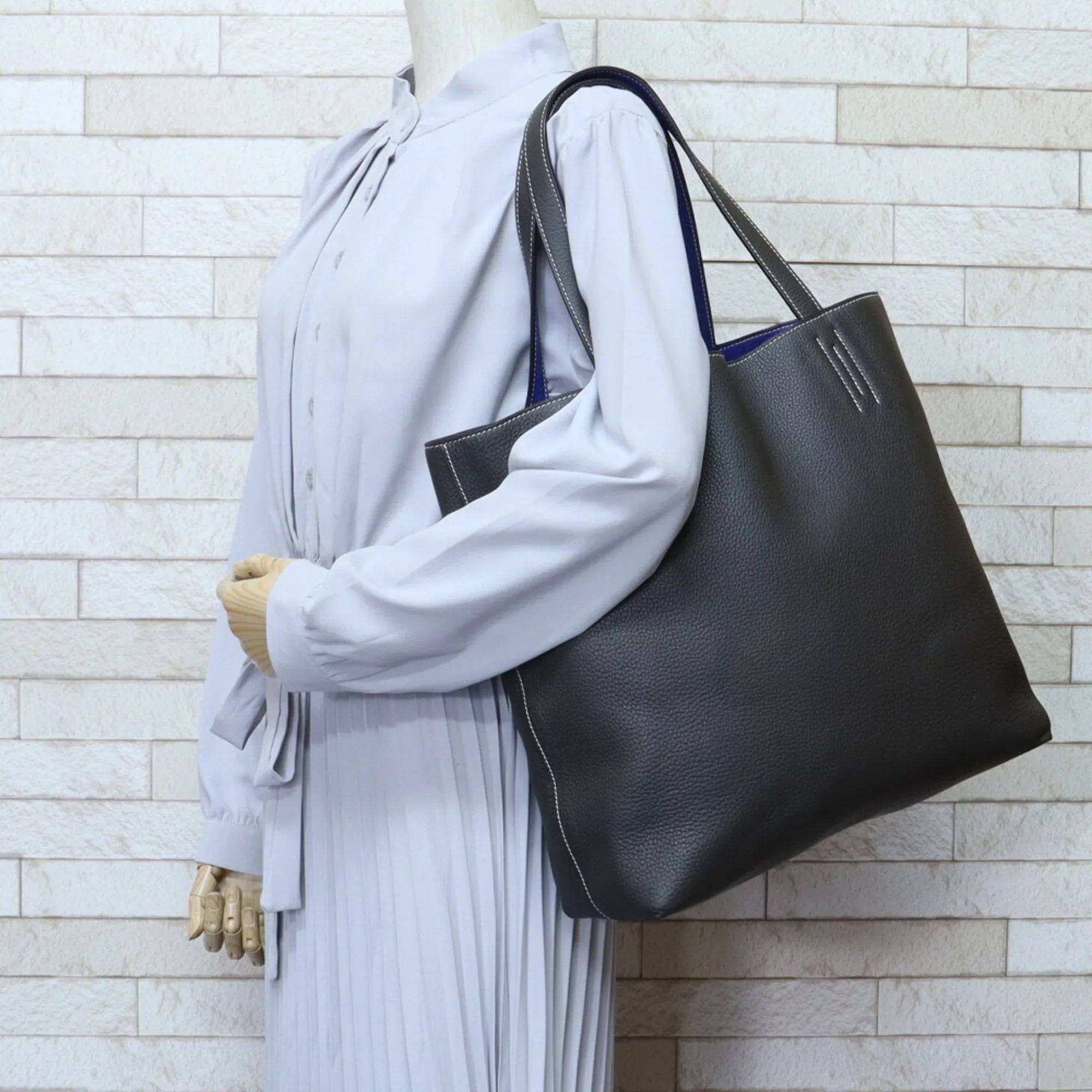 Pre-Owned Hermes HERMES Double Sense Tote Bag Taurillon Clemence Etain Women's (Good)