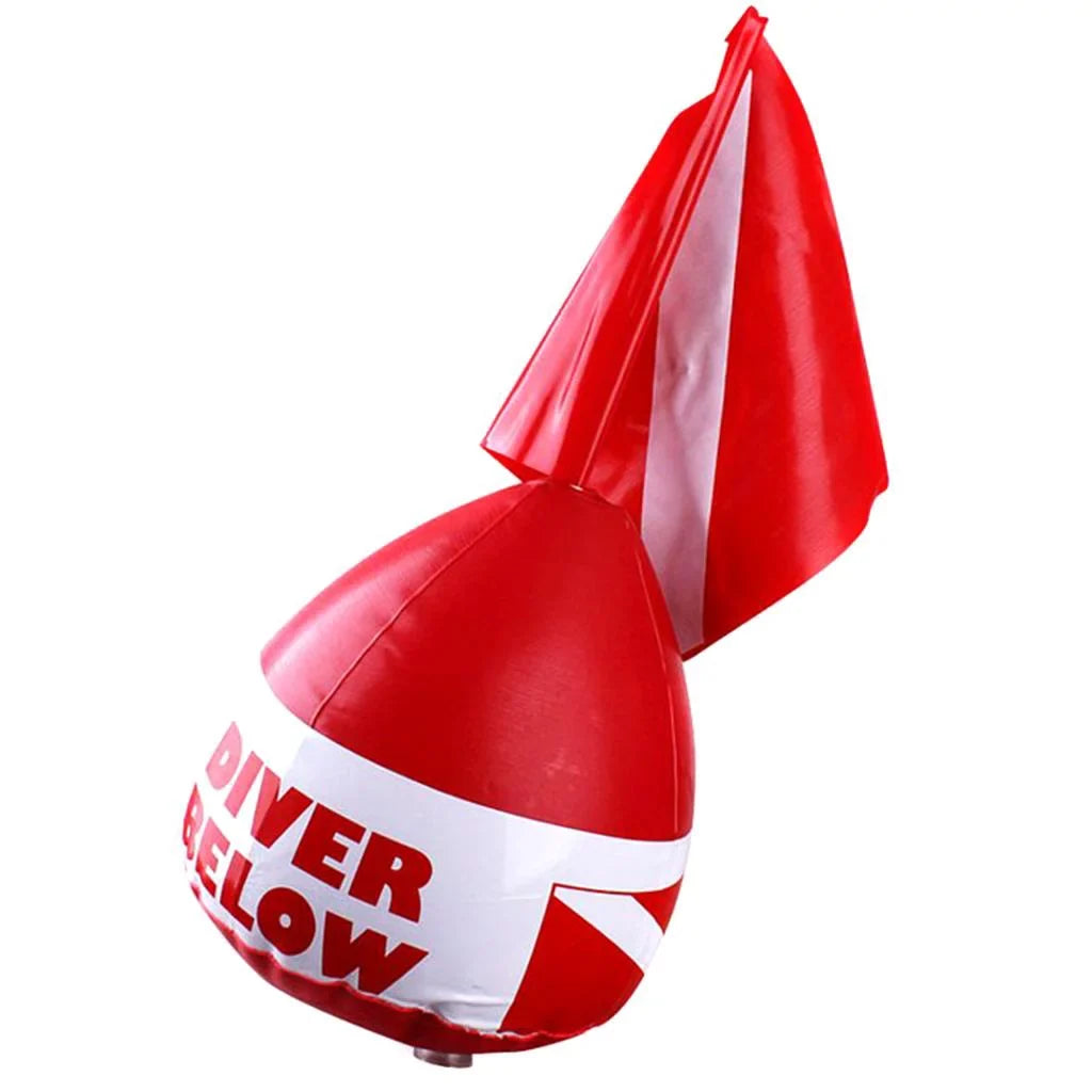 Inflatable Dive Buoy With Red Flag Snorkel Scuba Diving Surface Marker Safety Outdoor Accessory