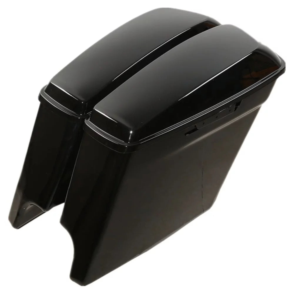 5" Glossy Black Stretched Extended Saddlebags For 2014-2022 Harley-Davidson