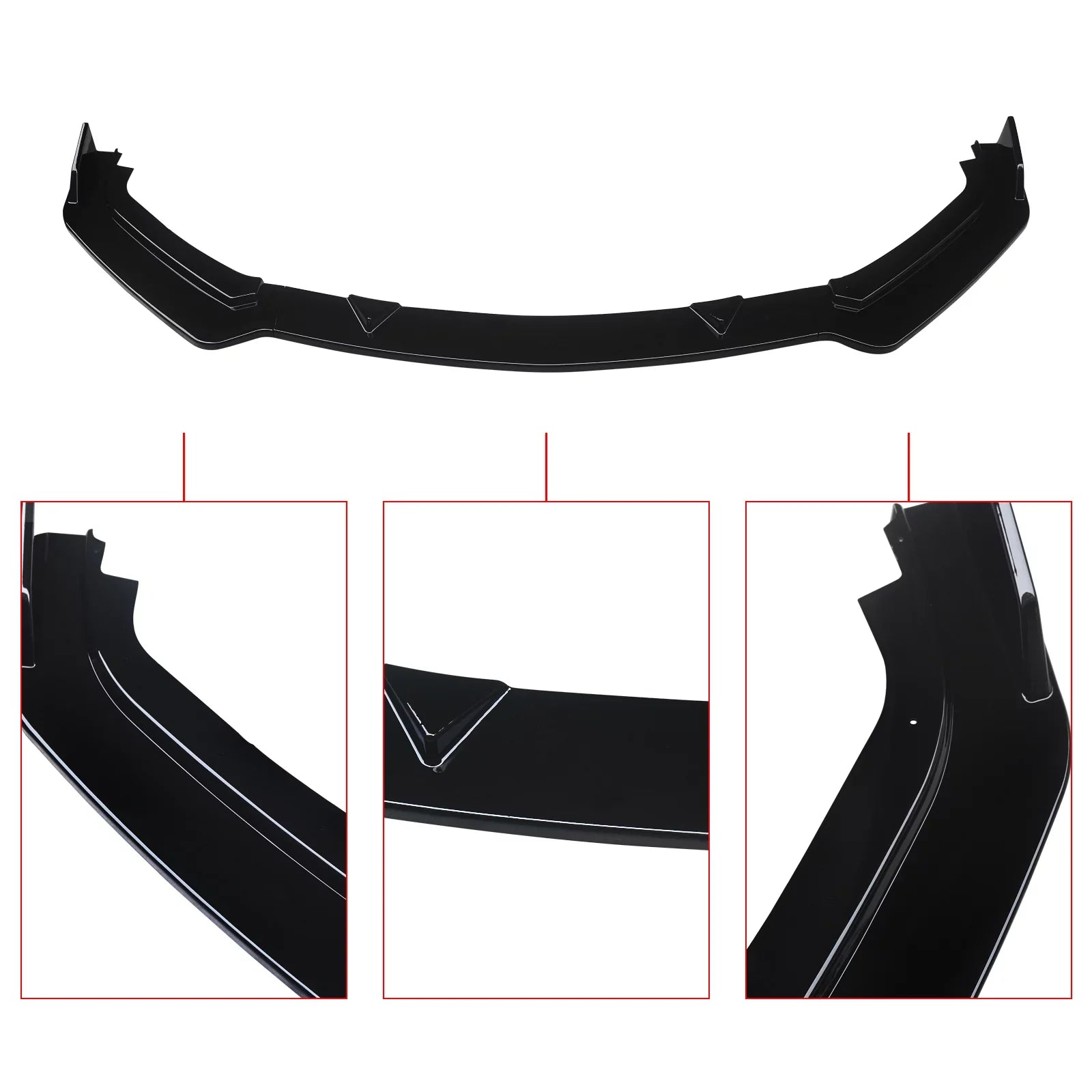 NINTE Front Bumper Lip for 2017-2023 Infiniti Q60 Gloss Black 3PCS