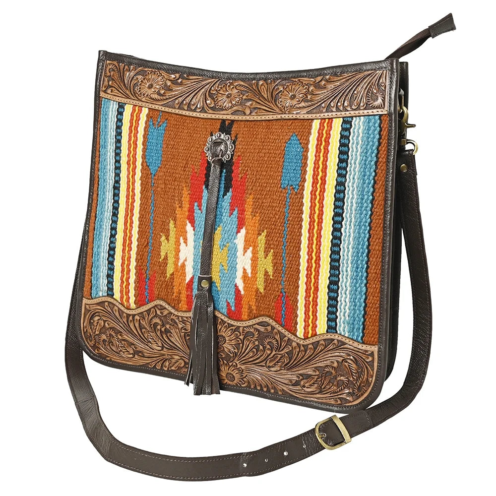 OH OHLAY OHA115 HOBO Hand Tooled Upcycled Wool Genuine Leather women bag western handbag purse